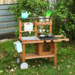 Drewniana Kuchnia Błotna Mud Kitchen z Kranem 3+ | BUBA TOYS
