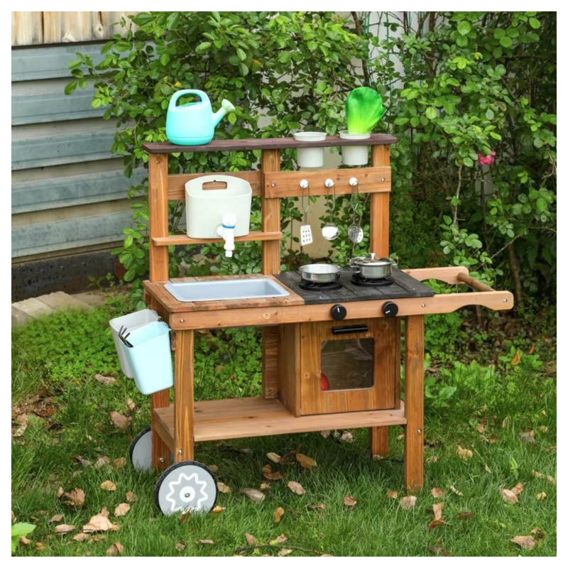 Drewniana Kuchnia Błotna Mud Kitchen z Kranem 3+ | BUBA TOYS