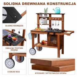 Drewniana Kuchnia Błotna Mud Kitchen z Kranem 3+ | BUBA TOYS