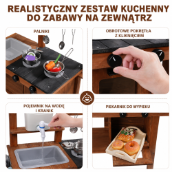Drewniana Kuchnia Błotna Mud Kitchen z Kranem 3+ | BUBA TOYS