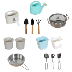 Drewniana Kuchnia Błotna Mud Kitchen z Kranem 3+ | BUBA TOYS