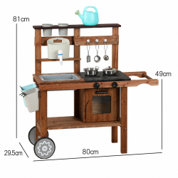 Drewniana Kuchnia Błotna Mud Kitchen z Kranem 3+ | BUBA TOYS
