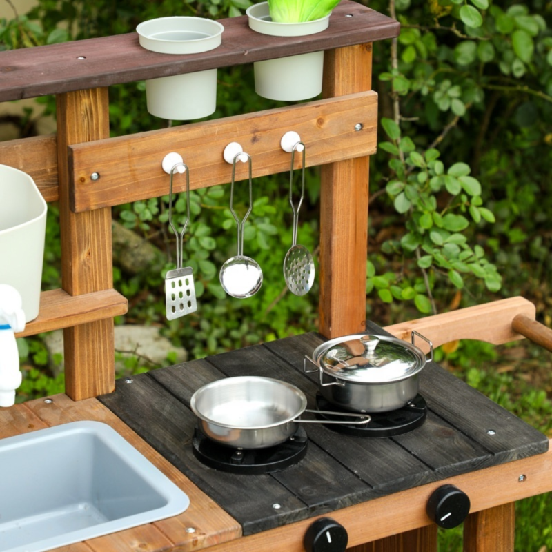Drewniana Kuchnia Błotna Mud Kitchen z Kranem 3+ | BUBA TOYS