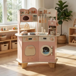 Duża Drewniana Kuchnia dla Dzieci z Ekspresem i Pralką 3+ | BUBA TOYS