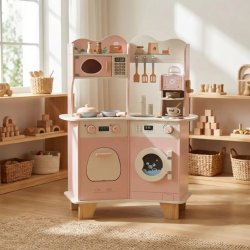 Duża Drewniana Kuchnia dla Dzieci z Ekspresem i Pralką 3+ | BUBA TOYS
