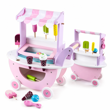 Drewniana Lodziarnia Wózek z Lodami i Akcesoriami | BUBA TOYS