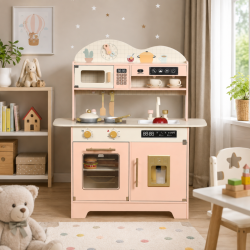 Duża Drewniana Kuchnia dla Dzieci z Ekspresem i Lodami 3+ | BUBA TOYS