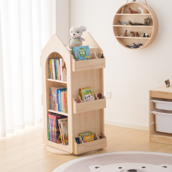 Obrotowa Biblioteczka dla Dzieci Rakieta 360° | BubaToys