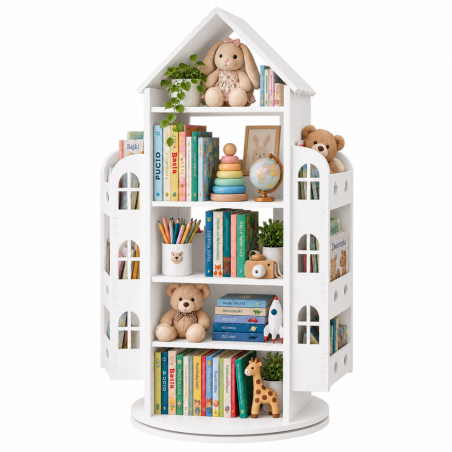 Obrotowa Biblioteczka Regał dla Dzieci Domek 360° | BubaToys