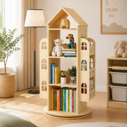 Obrotowa Biblioteczka Regał dla Dzieci Domek 360° | BubaToys