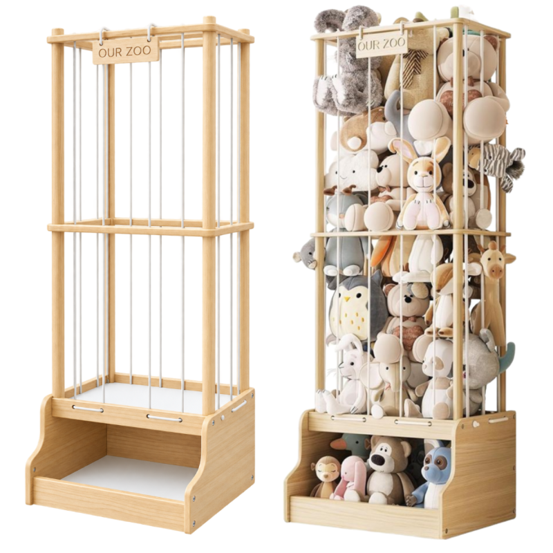 Drewniany Organizer na Pluszaki OUR ZOO 2w1 130 cm | BubaToys