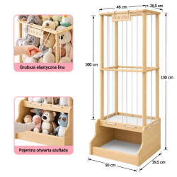 Drewniany Organizer na Pluszaki OUR ZOO 2w1 130 cm | BubaToys