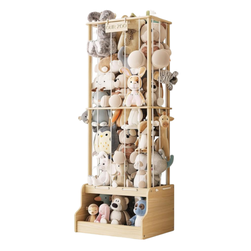 Drewniany Organizer na Pluszaki OUR ZOO 2w1 130 cm | BubaToys