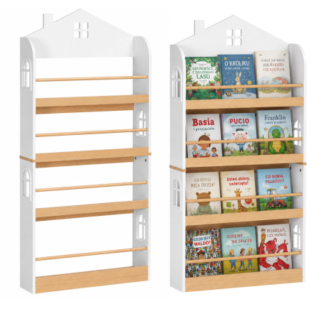Drewniana Biblioteczka Domek na Książki dla Dzieci | BubaToys