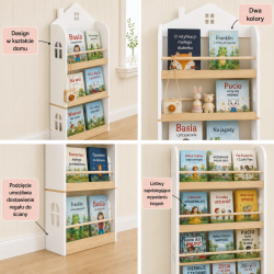 Drewniana Biblioteczka Domek na Książki dla Dzieci | BubaToys