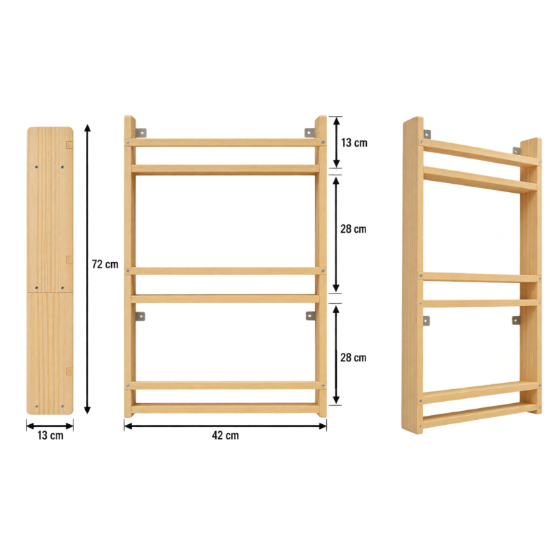 Drewniana Biblioteczka Wisząca dla Dzieci 72 cm | BubaToys