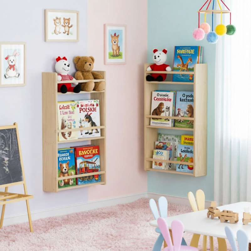 Drewniana Biblioteczka Wisząca dla Dzieci 72 cm | BubaToys