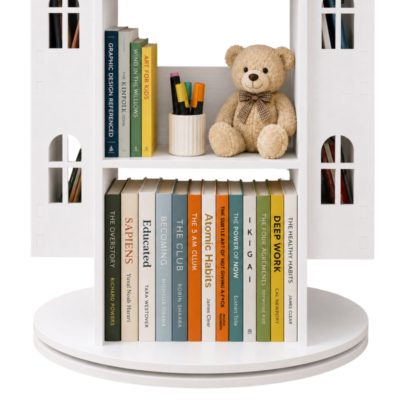 Obrotowa Biblioteczka Regał dla Dzieci Domek 360° | BubaToys