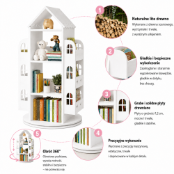 Obrotowa Biblioteczka Regał dla Dzieci Domek 360° | BubaToys