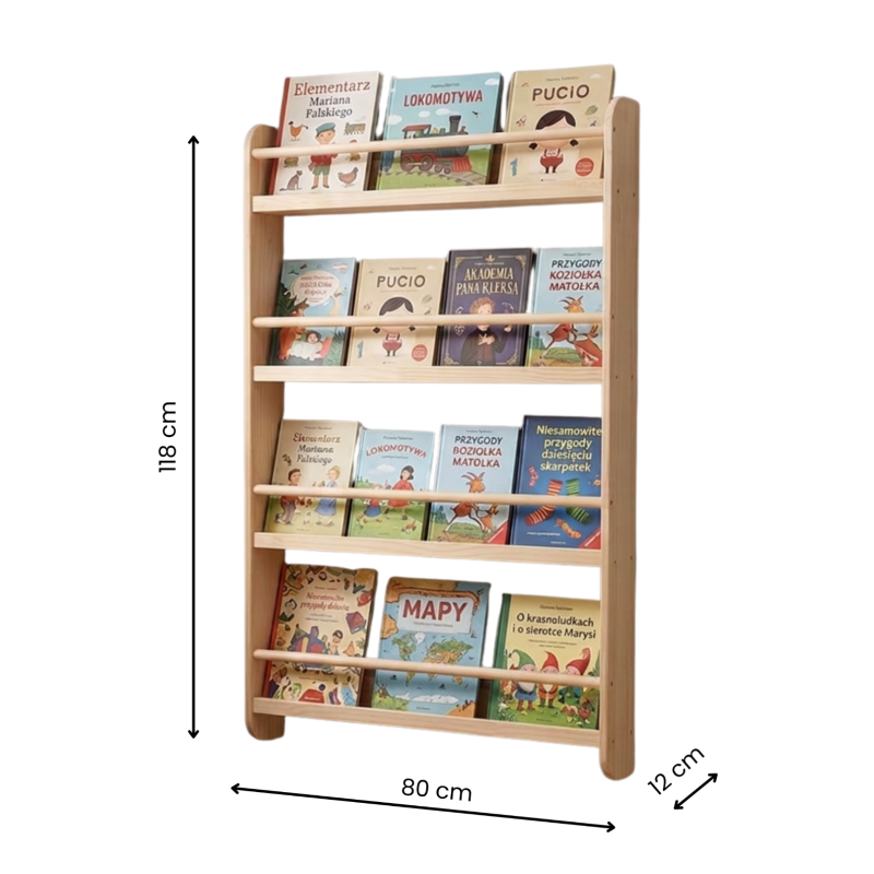 Drewniana Biblioteczka Ścienna dla Dzieci 118 cm | BubaToys