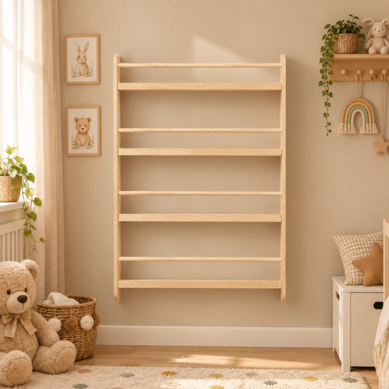 Drewniana Biblioteczka Ścienna dla Dzieci 118 cm | BubaToys