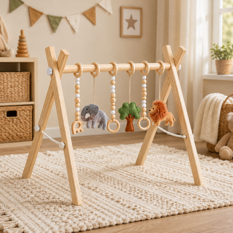 Drewniany Stojak Edukacyjny dla Niemowląt Safari | Buba Toys