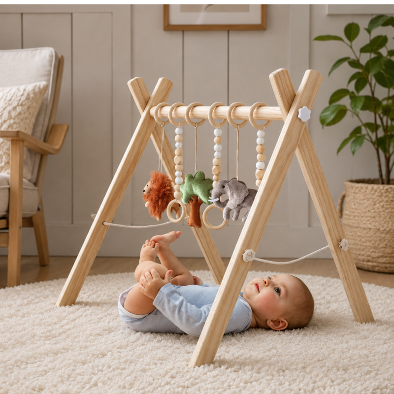 Drewniany Stojak Edukacyjny dla Niemowląt Safari | Buba Toys