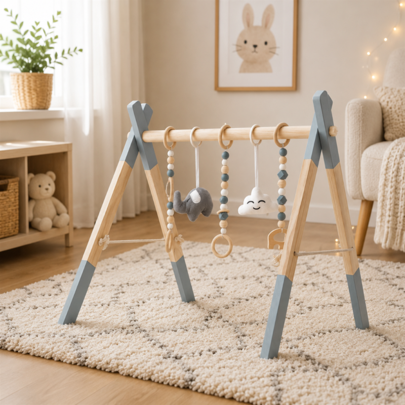 Drewniany Stojak Edukacyjny dla Niemowląt Słonik | Buba Toys