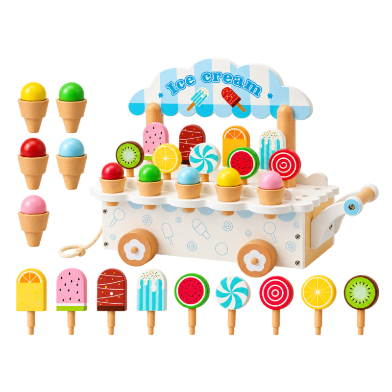 Drewniana Lodziarnia Wózek z Lodami dla Dzieci 3+ | Buba Toys
