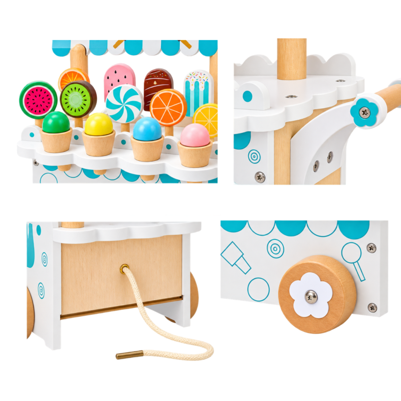 Drewniana Lodziarnia Wózek z Lodami dla Dzieci 3+ | Buba Toys