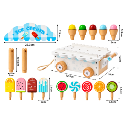Drewniana Lodziarnia Wózek z Lodami dla Dzieci 3+ | Buba Toys