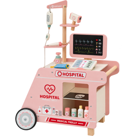 Drewniany Wózek Lekarski dla Dzieci Szpital Zestaw Lekarza 3+ | Buba Toys
