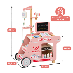 Drewniany Wózek Lekarski dla Dzieci Szpital Zestaw Lekarza 3+ | Buba Toys