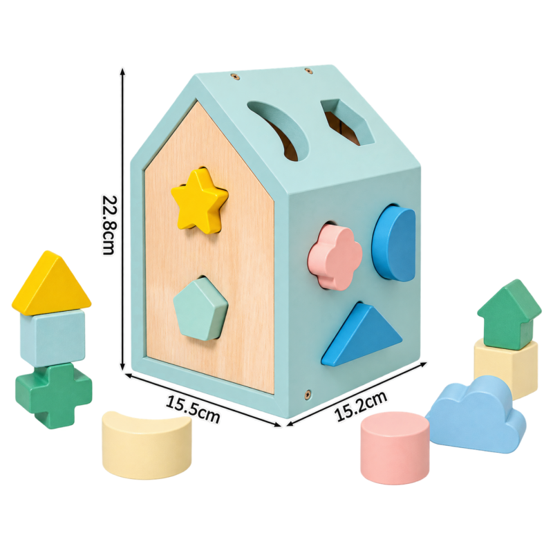 Drewniany Sorter Kształtów Domek z Klockami 1+ | Buba Toys