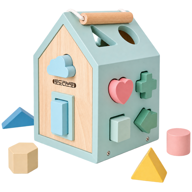 Drewniany Sorter Kształtów Domek z Klockami 1+ | Buba Toys