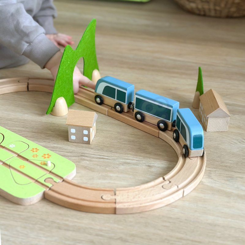 Classic World Drewniana Kolejka Pociąg Tory 40 el. 3+ | Buba Toys