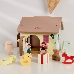 Classic World Drewniany Domek z Zamkami Kluczykami 18m+ | Buba Toys