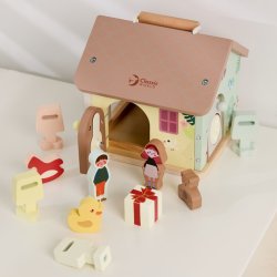 Classic World Drewniany Domek z Zamkami Kluczykami 18m+ | Buba Toys