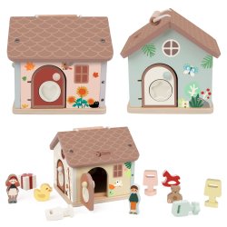 Classic World Drewniany Domek z Zamkami Kluczykami 18m+ | Buba Toys