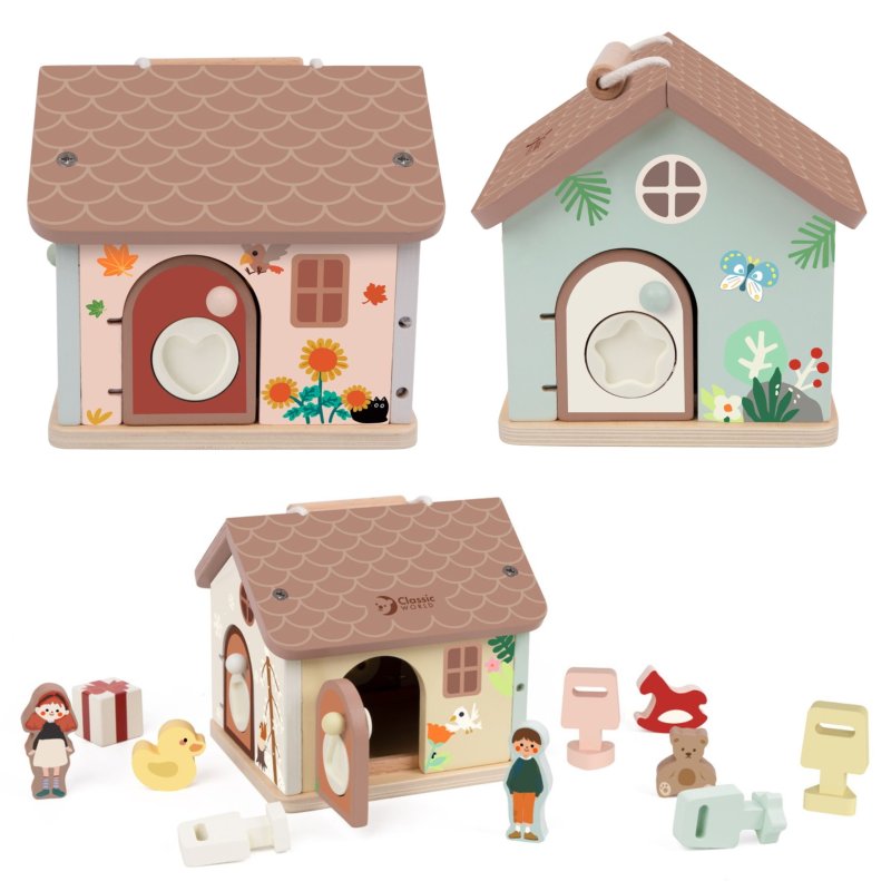 Classic World Drewniany Domek z Zamkami Kluczykami 18m+ | Buba Toys