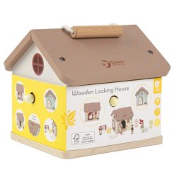 Classic World Drewniany Domek z Zamkami Kluczykami 18m+ | Buba Toys