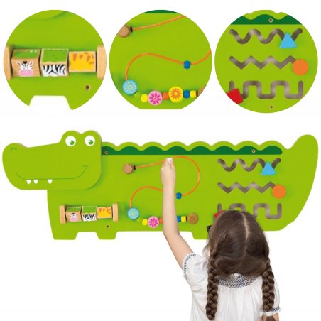 Viga Toys Tablica Manipulacyjna Krokodyl Montessori 18m+ | Buba Toys