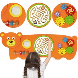Viga Toys Drewniana Tablica Manipulacyjna Ścienna Miś Montessori 18m+ – Miś