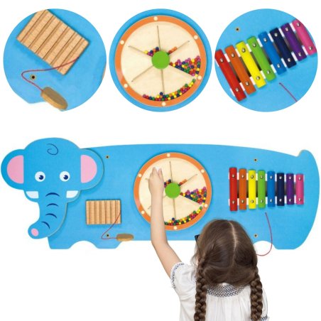 Viga Toys Tablica Manipulacyjna Słoń z Cymbałkami 18m+ | Buba Toys