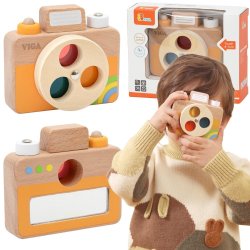 Viga Toys Drewniany Aparat z Kolorowymi Filtrami 18m+ | Buba Toys