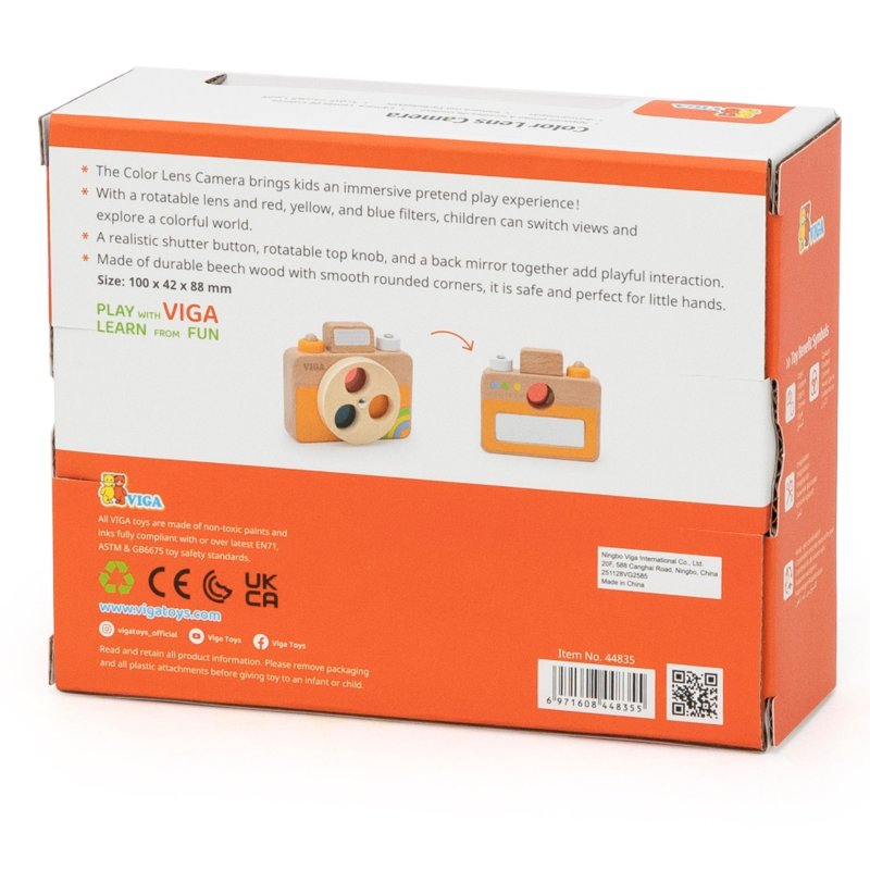 Viga Toys Drewniany Aparat z Kolorowymi Filtrami 18m+ | Buba Toys